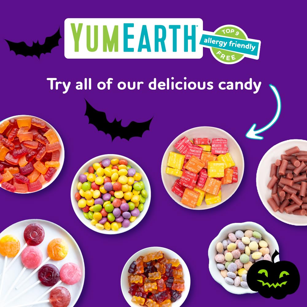 YumEarth Organic Halloween Lollipops - Hostess Gift for Allergy Aware Classrooms and Daycare Teachers, Organic and Top 9 Free