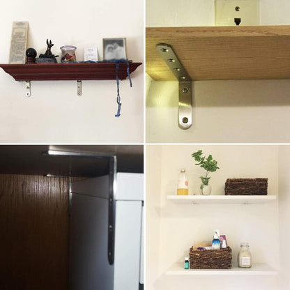 YUMORE Solid Corner Brace – Less-Is-More Stainless Steel L Bracket for Renter Friendly Built-In Style Shelving