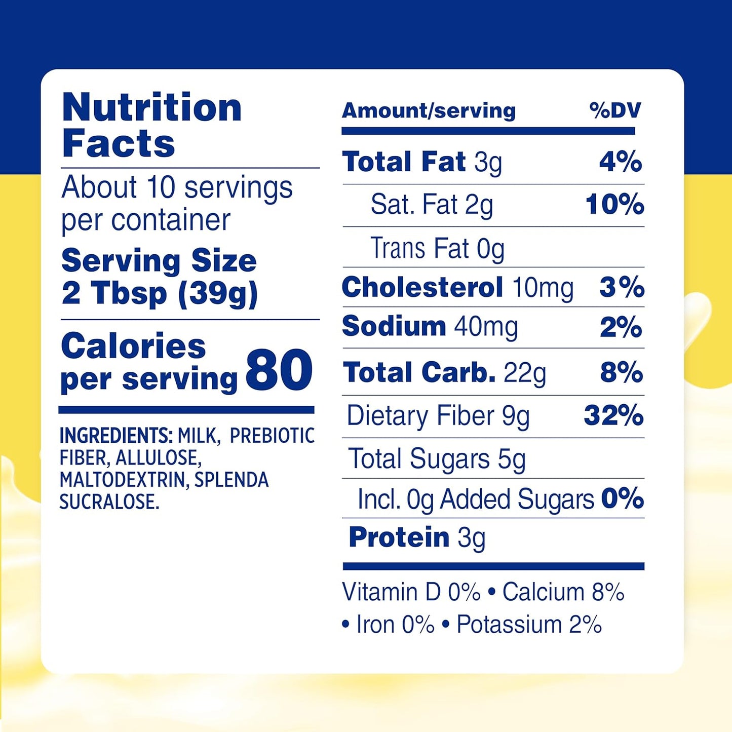 zero grams of added sugar, sweetened with splenda