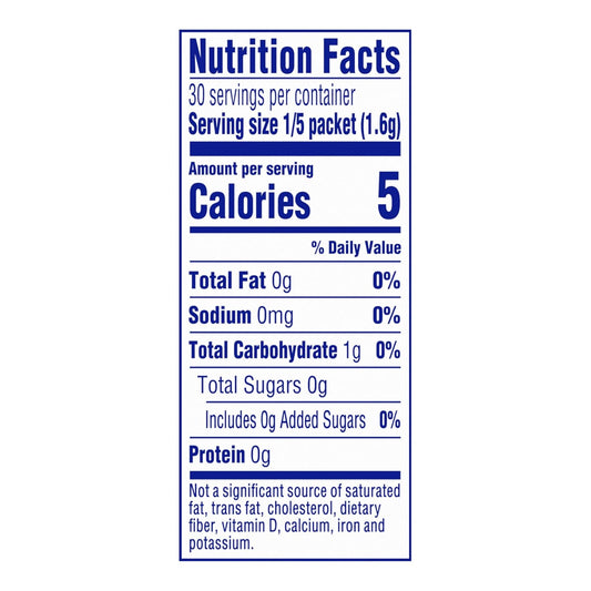zero sugar and 5 calories per serving