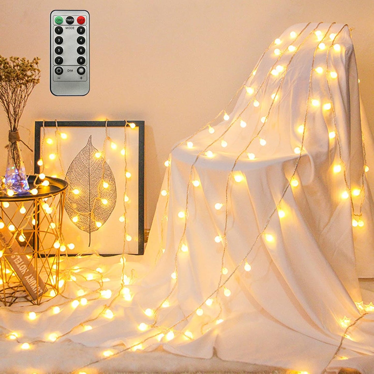 ZIMINGU LED Fairy String Lights – Valentine's Day Gift Idea for Couples, 19.7ft Warm White Globe Lights with USB Plug and Remote