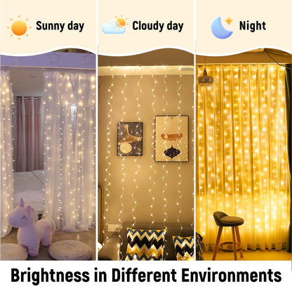 ZSJWL 300 LED Curtain Fairy Lights with Remote, Multicolor 8 Modes USB Plug in Cool to Touch Window Backdrop for Kids Playroom and Bedroom